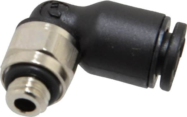 Legris - 4mm OD, M5x0.8 Metric, Nylon/Nickel Plated Brass Push-to-Connect Male Elbow - 290 Max psi - Exact Tooling