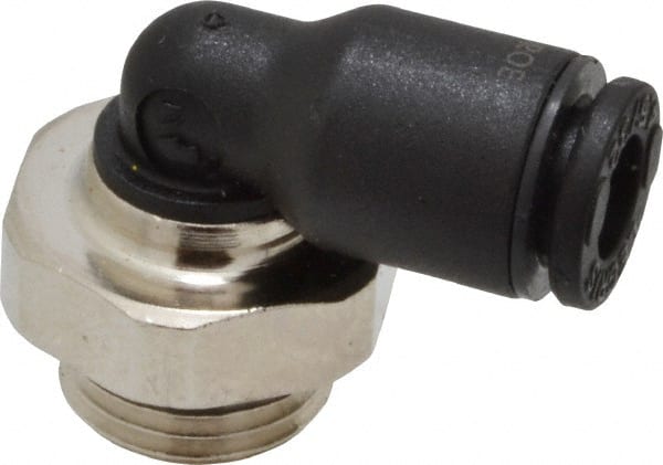 Legris - 4mm OD, 1/8 BSPP, Nylon/Nickel Plated Brass Push-to-Connect Male Elbow - 290 Max psi - Exact Tooling