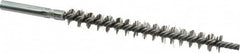 Schaefer Brush - 3" Brush Length, 5/16" Diam, Double Stem, Single Spiral Tube Brush - 4-1/2" Long, Stainless Steel, 8-32 Female Connection - Exact Tooling