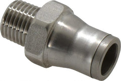 Legris - 10mm Outside Diam, 1/4 BSPT, Stainless Steel Push-to-Connect Male Connector - 435 Max psi, Tube to Male BSPT Connection, FKM O-Ring - Exact Tooling
