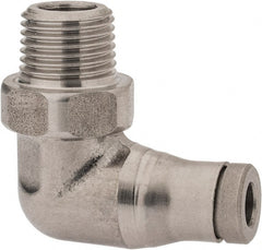 Legris - 4mm Outside Diam, 1/8 BSPT, Stainless Steel Push-to-Connect Male Elbow - 290 Max psi, Tube to Male BSPT Connection, FKM O-Ring - Exact Tooling