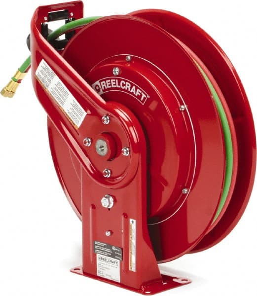 Reelcraft - 19" Long x 7" Wide x 20-1/4" High, 1/4" ID, Welding Hose Reel - 50' Hose Length, 200 psi Working Pressure, Hose Included - Exact Tooling