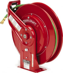 Reelcraft - 19" Long x 7" Wide x 20-1/4" High, 1/4" ID, Welding Hose Reel - 50' Hose Length, 200 psi Working Pressure, Hose Included - Exact Tooling