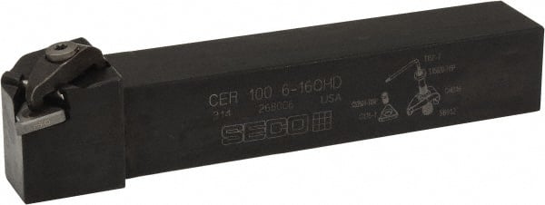 Seco - External Thread, Right Hand Cut, 1" Shank Width x 1" Shank Height Indexable Threading Toolholder - 6" OAL, 16ER Insert Compatibility, CE Toolholder, Series Snap Tap - Exact Tooling