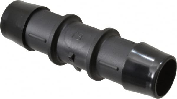 Made in USA - 3/4" Barb, Nylon Single Barbed Tube Splicer - Black - Exact Tooling