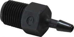 Made in USA - 1/8" Barb, 1/8, Nylon Single Barbed Tube Adapter - Black, Male - Exact Tooling