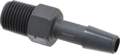 Made in USA - 1/4" Barb, 1/4, Nylon Single Barbed Tube Adapter - Black, Male - Exact Tooling