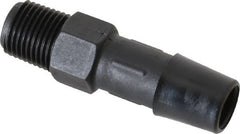 Made in USA - 3/8" Barb, 3/8, Nylon Single Barbed Tube Adapter - Black, Male - Exact Tooling