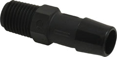 Made in USA - 1/2" Barb, 1/2, Nylon Single Barbed Tube Adapter - Black, Male - Exact Tooling