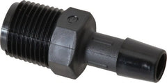 Made in USA - 3/8" Barb, 3/8, Nylon Single Barbed Tube Adapter - Black, Male - Exact Tooling