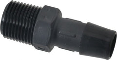 Made in USA - 1/2" Barb, 1/2, Nylon Single Barbed Tube Adapter - Black, Male - Exact Tooling