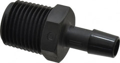Made in USA - 3/8" Barb, 3/8, Nylon Single Barbed Tube Adapter - Black, Male - Exact Tooling