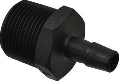 Made in USA - 3/8" Barb, 3/8, Nylon Single Barbed Tube Adapter - Black, Male - Exact Tooling