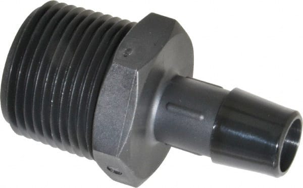 Made in USA - 1/2" Barb, 1/2, Nylon Single Barbed Tube Adapter - Black, Male - Exact Tooling