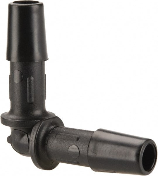 Made in USA - 1/4" Barb, Nylon Single Barbed Tube Elbow - Black - Exact Tooling