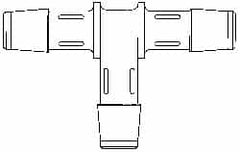 Made in USA - 5/8" Barb, Polypropylene Single Barbed Tube Tee - Natural - Exact Tooling
