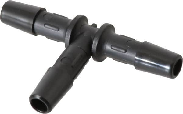 Made in USA - 1/4" Barb, Nylon Single Barbed Tube Tee - Black - Exact Tooling