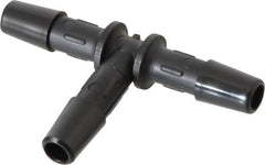 Made in USA - 1/4" Barb, Nylon Single Barbed Tube Tee - Black - Exact Tooling
