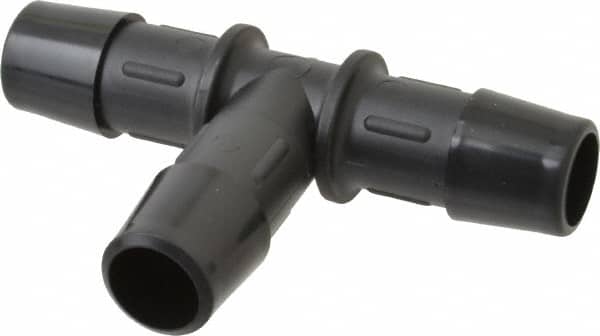 Made in USA - 1/2" Barb, Nylon Single Barbed Tube Tee - Black - Exact Tooling
