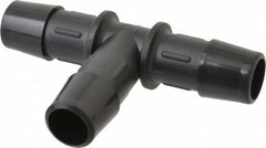 Made in USA - 1/2" Barb, Nylon Single Barbed Tube Tee - Black - Exact Tooling