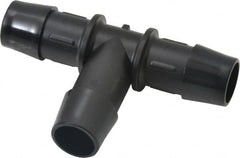 Made in USA - 5/8" Barb, Nylon Single Barbed Tube Tee - Black - Exact Tooling