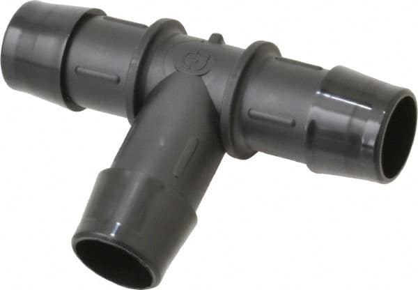 Made in USA - 3/4" Barb, Nylon Single Barbed Tube Tee - Black - Exact Tooling