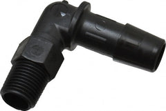 Made in USA - 3/8" Barb, 3/8, Nylon Single Barbed Tube Elbow - Black, Male - Exact Tooling
