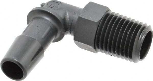 Made in USA - 3/8" Barb, 3/8, Nylon Single Barbed Tube Elbow - Black, Male - Exact Tooling