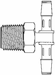 Made in USA - 1/2" Barb, 1/2, Nylon Single Barbed Tube Branch Tee - Natural, Male - Exact Tooling