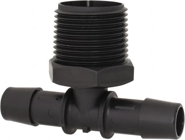 Made in USA - 1/2" Barb, 1/2, Nylon Single Barbed Tube Branch Tee - Black, Male - Exact Tooling