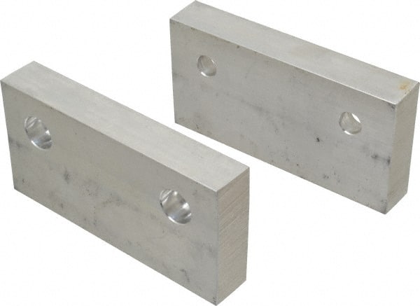Gibraltar - 6" Wide x 3" High x 1" Thick, Flat/No Step Vise Jaw - Soft, Aluminum, Fixed Jaw, Compatible with 6" Vises - Exact Tooling