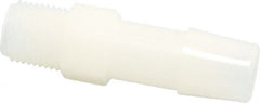 Made in USA - 3/8" Barb, 3/8, Nylon Single Barbed Tube Adapter - Natural, Male - Exact Tooling