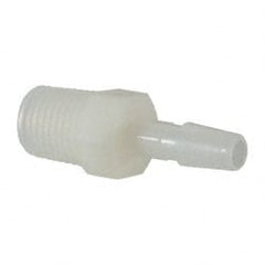 Made in USA - 1/4" Barb, 1/4, Nylon Single Barbed Tube Adapter - Natural, Male - Exact Tooling