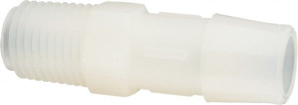 Made in USA - 1/2" Barb, 1/2, Nylon Single Barbed Tube Adapter - Natural, Male - Exact Tooling