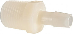 Made in USA - 3/8" Barb, 3/8, Nylon Single Barbed Tube Adapter - Natural, Male - Exact Tooling
