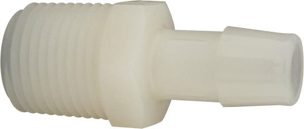 Made in USA - 1/2" Barb, 1/2, Nylon Single Barbed Tube Adapter - Natural, Male - Exact Tooling