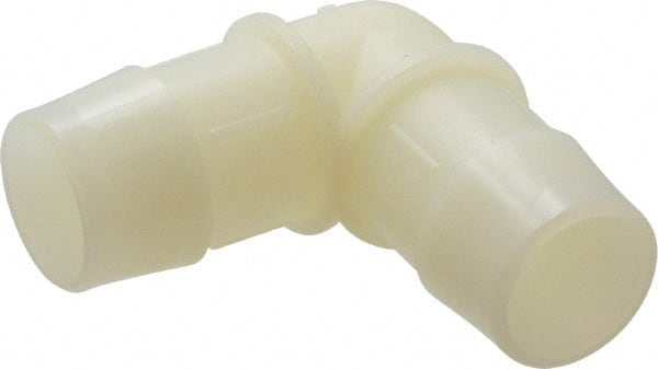 Made in USA - 1" Barb, Nylon Single Barbed Tube Elbow - Natural - Exact Tooling