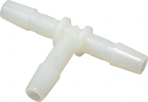 Made in USA - 1/4" Barb, Nylon Single Barbed Tube Tee - Natural - Exact Tooling