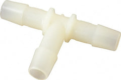 Made in USA - 3/8" Barb, Nylon Single Barbed Tube Tee - Natural - Exact Tooling