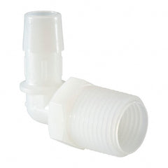 Made in USA - 1/2" Barb, 1/2, Nylon Single Barbed Tube Elbow - Natural, Male - Exact Tooling