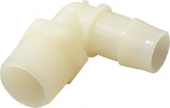 Made in USA - 3/4" Barb, 3/4, Nylon Single Barbed Tube Elbow - Natural, Male - Exact Tooling