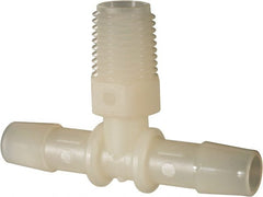 Made in USA - 3/8" Barb, 3/8, Nylon Single Barbed Tube Branch Tee - Natural, Male - Exact Tooling