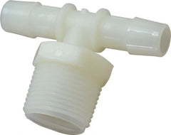 Made in USA - 1/2" Barb, 1/2, Nylon Single Barbed Tube Branch Tee - Natural, Male - Exact Tooling