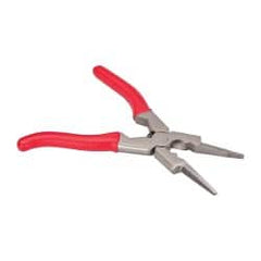 Harris Products - 8-1/2" OAL, 1-3/4" Jaw Length, Long Nose Side Cutting Welder's Pliers - Serrated Jaw, Needle Nose Head, Rubber Grip Handles, with Spring - Exact Tooling