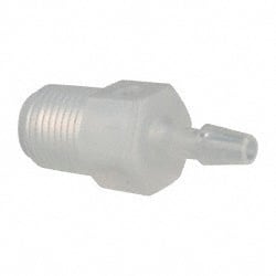 Made in USA - 1/8" Barb, 1/8, Polypropylene Single Barbed Tube Adapter - Natural, Male - Exact Tooling