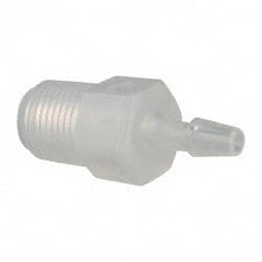 Made in USA - 1/8" Barb, 1/8, Polypropylene Single Barbed Tube Adapter - Natural, Male - Exact Tooling