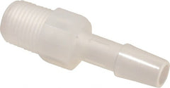 Made in USA - 1/4" Barb, 1/4, Polypropylene Single Barbed Tube Adapter - Natural, Male - Exact Tooling