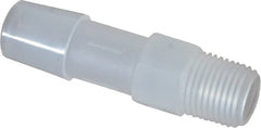 Made in USA - 3/8" Barb, 3/8, Polypropylene Single Barbed Tube Adapter - Natural, Male - Exact Tooling