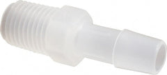 Made in USA - 3/8" Barb, 3/8, Polypropylene Single Barbed Tube Adapter - Natural, Male - Exact Tooling