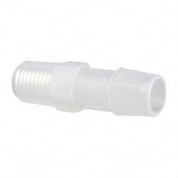 Made in USA - 1/2" Barb, 1/2, Polypropylene Single Barbed Tube Adapter - Natural, Male - Exact Tooling